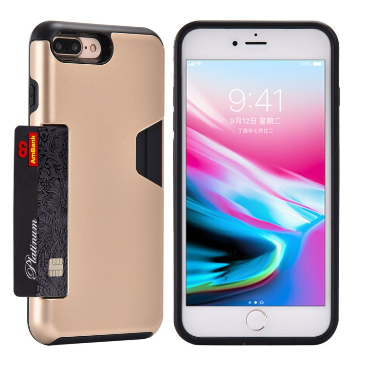 For iPhone 8 Plus & 7 Plus TPU + PC Shockproof Protective Back Case with Card Slot