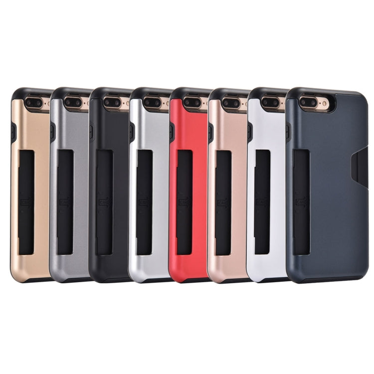 For iPhone 8 Plus & 7 Plus TPU + PC Shockproof Protective Back Case with Card Slot
