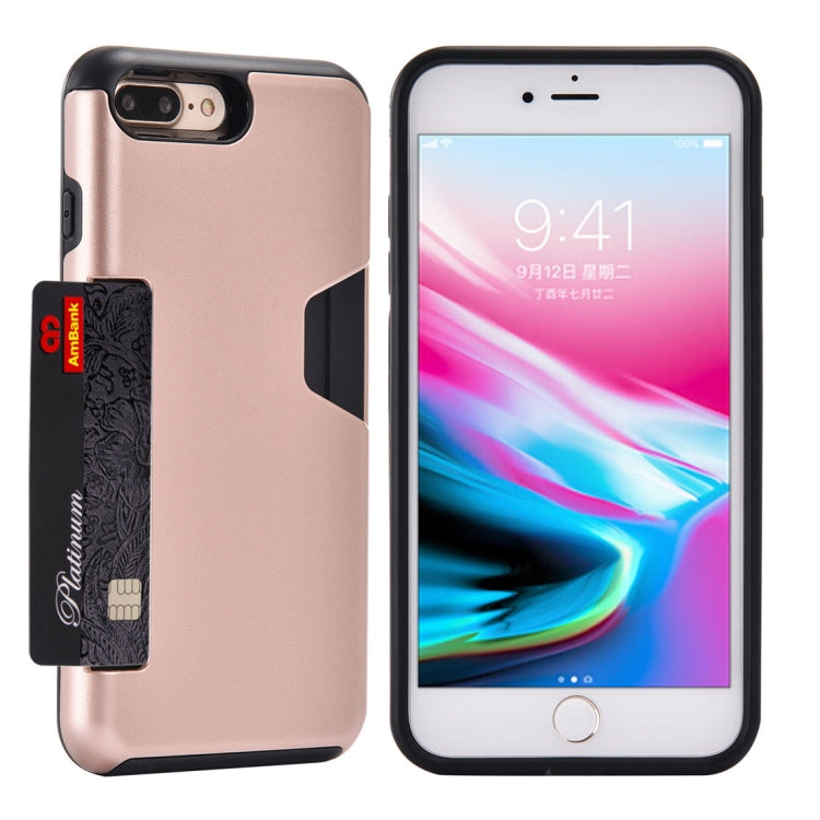 For iPhone 8 Plus & 7 Plus TPU + PC Shockproof Protective Back Case with Card Slot