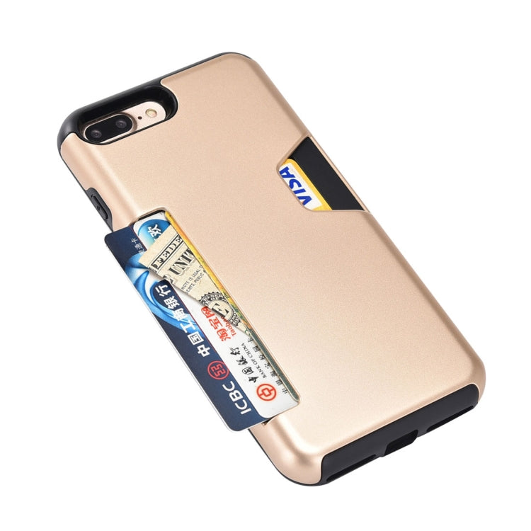 For iPhone 8 Plus & 7 Plus TPU + PC Shockproof Protective Back Case with Card Slot