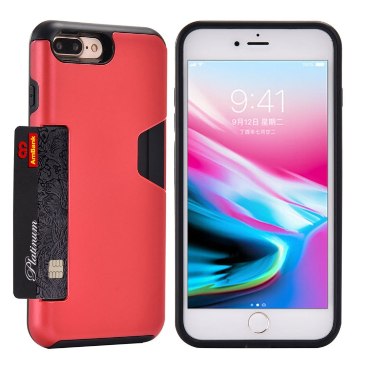 For iPhone 8 Plus & 7 Plus TPU + PC Shockproof Protective Back Case with Card Slot