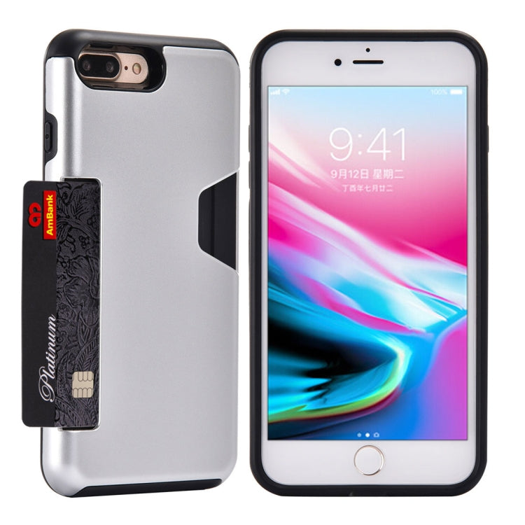 For iPhone 8 Plus & 7 Plus TPU + PC Shockproof Protective Back Case with Card Slot