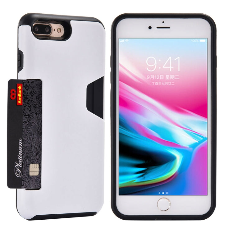 For iPhone 8 Plus & 7 Plus TPU + PC Shockproof Protective Back Case with Card Slot