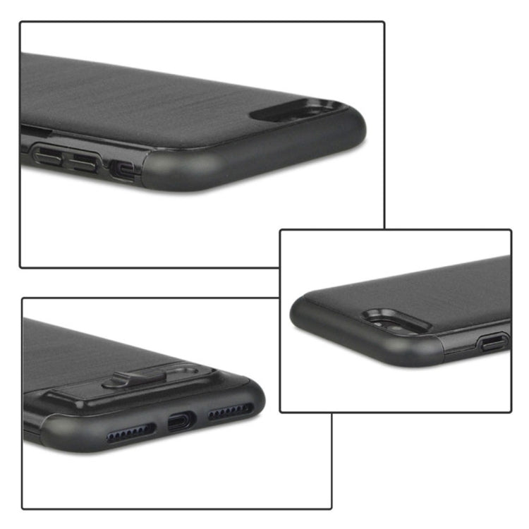 For iPhone 8 Plus & 7 Plus Brushed Texture TPU+PC Protective Back Case with Holder & Card Slot