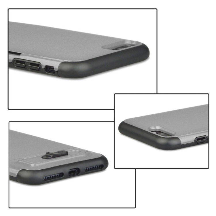 For iPhone 8 Plus & 7 Plus Brushed Texture TPU+PC Protective Back Case with Holder & Card Slot