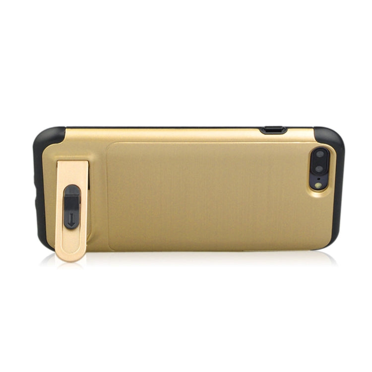 For iPhone 8 Plus & 7 Plus Brushed Texture TPU+PC Protective Back Case with Holder & Card Slot