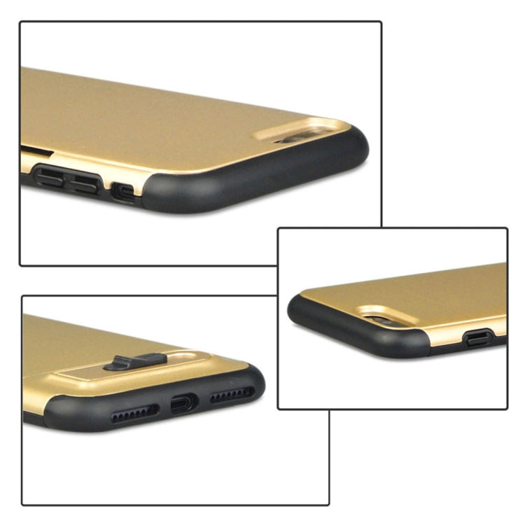 For iPhone 8 Plus & 7 Plus Brushed Texture TPU+PC Protective Back Case with Holder & Card Slot