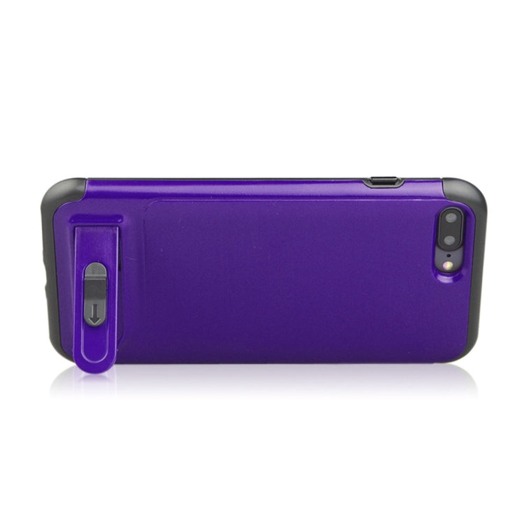 For iPhone 8 Plus & 7 Plus Brushed Texture TPU+PC Protective Back Case with Holder & Card Slot