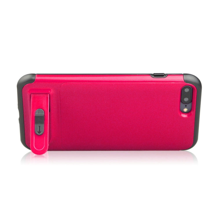 For iPhone 8 Plus & 7 Plus Brushed Texture TPU+PC Protective Back Case with Holder & Card Slot