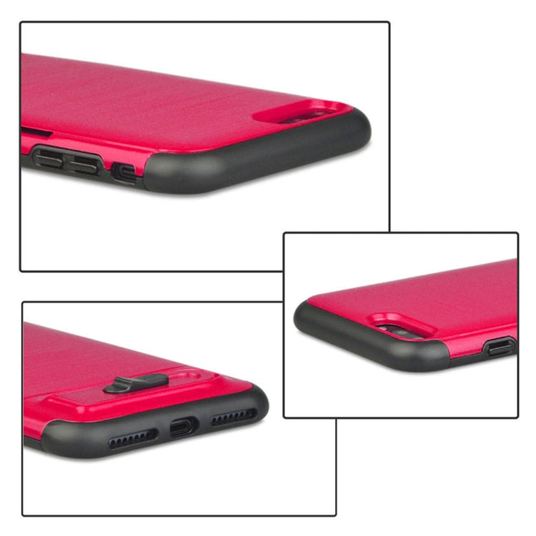 For iPhone 8 Plus & 7 Plus Brushed Texture TPU+PC Protective Back Case with Holder & Card Slot