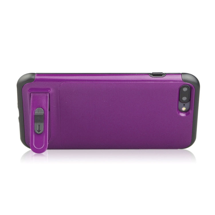 For iPhone 8 Plus & 7 Plus Brushed Texture TPU+PC Protective Back Case with Holder & Card Slot