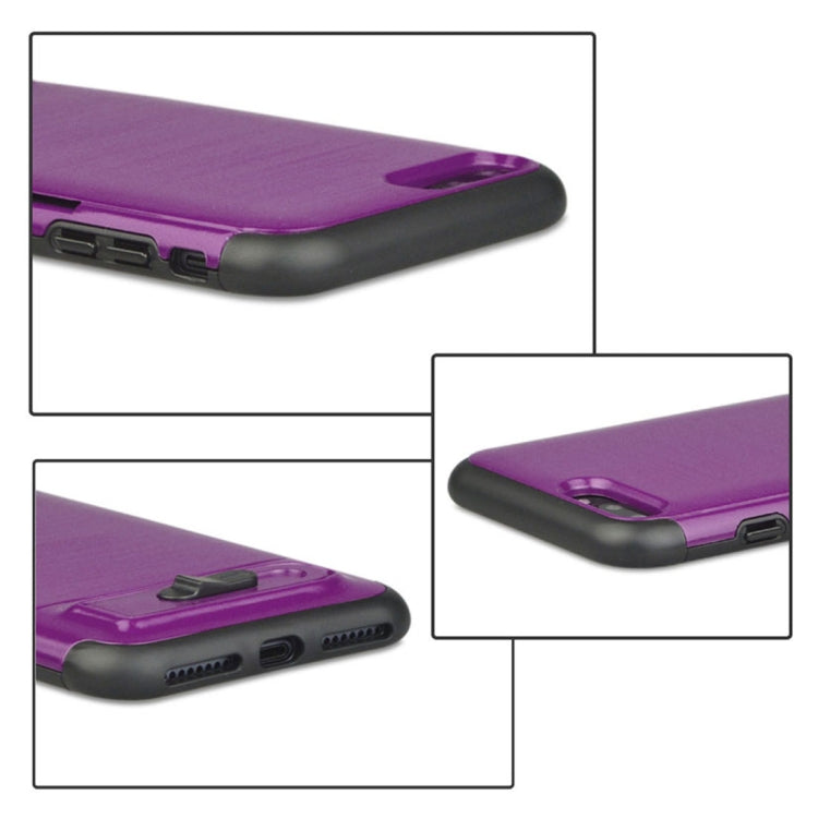 For iPhone 8 Plus & 7 Plus Brushed Texture TPU+PC Protective Back Case with Holder & Card Slot