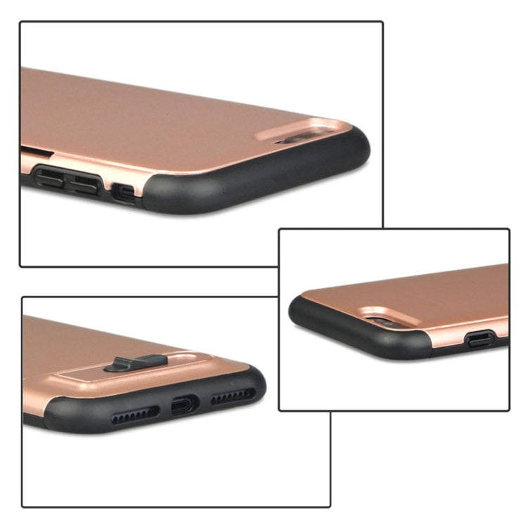 For iPhone 8 Plus & 7 Plus Brushed Texture TPU+PC Protective Back Case with Holder & Card Slot