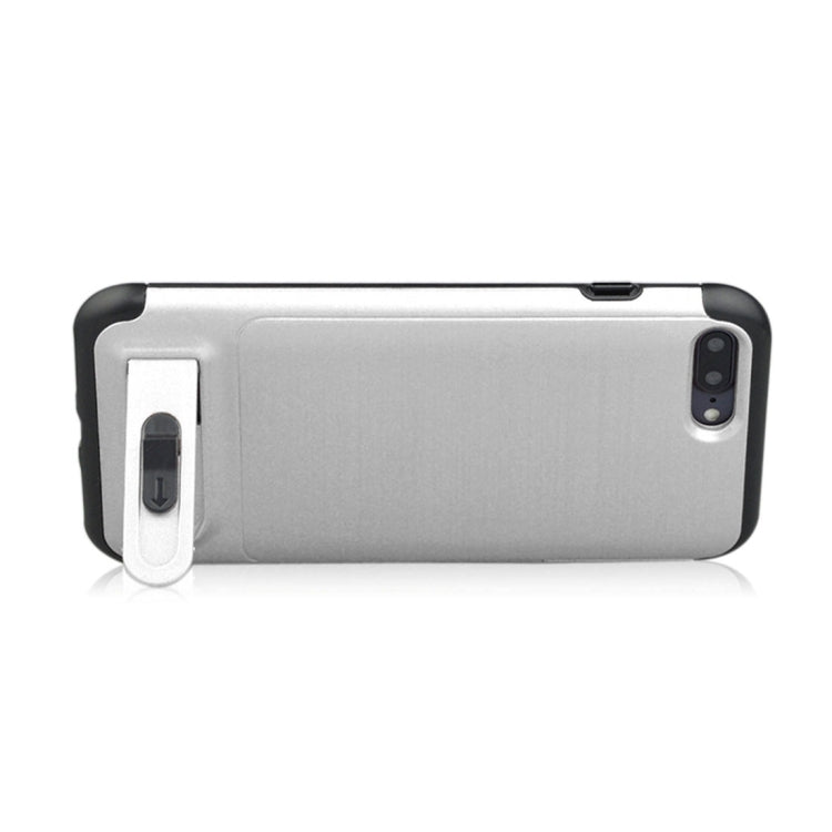 For iPhone 8 Plus & 7 Plus Brushed Texture TPU+PC Protective Back Case with Holder & Card Slot