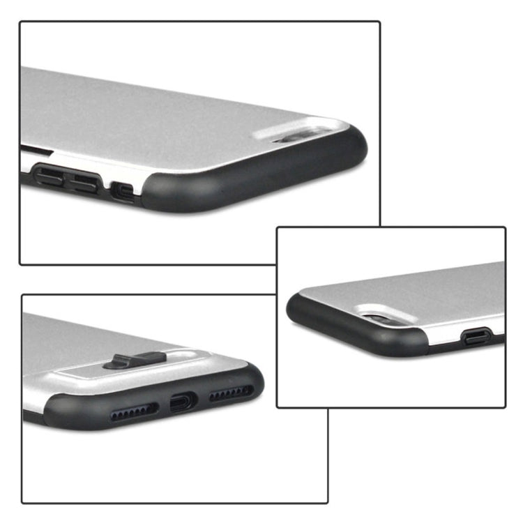 For iPhone 8 Plus & 7 Plus Brushed Texture TPU+PC Protective Back Case with Holder & Card Slot