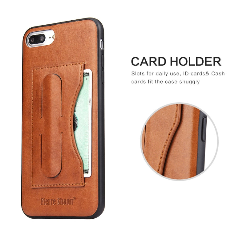 Fierre Shann Full Coverage Protective Leather Case for iPhone 8 Plus & 7 Plus, with Holder & Card Slot