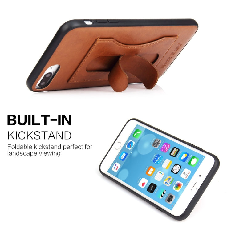 Fierre Shann Full Coverage Protective Leather Case for iPhone 8 Plus & 7 Plus, with Holder & Card Slot