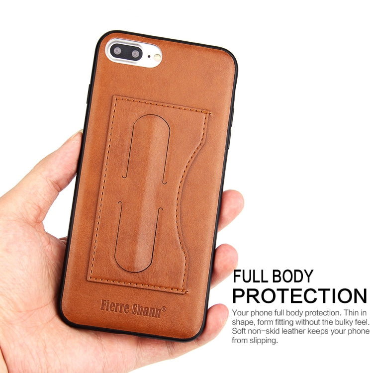 Fierre Shann Full Coverage Protective Leather Case for iPhone 8 Plus & 7 Plus, with Holder & Card Slot