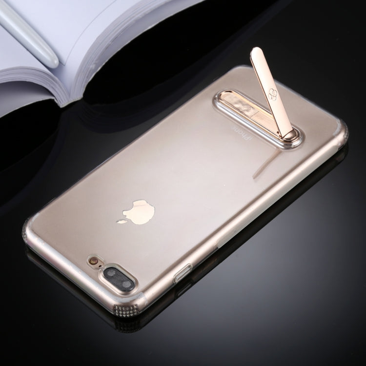 TOTUDESIGN for iPhone 8 Plus & 7 Plus TPU + PC Dropproof Transparent Protective Back Cover Case with Electroplating Magnetic Holder(Gold)