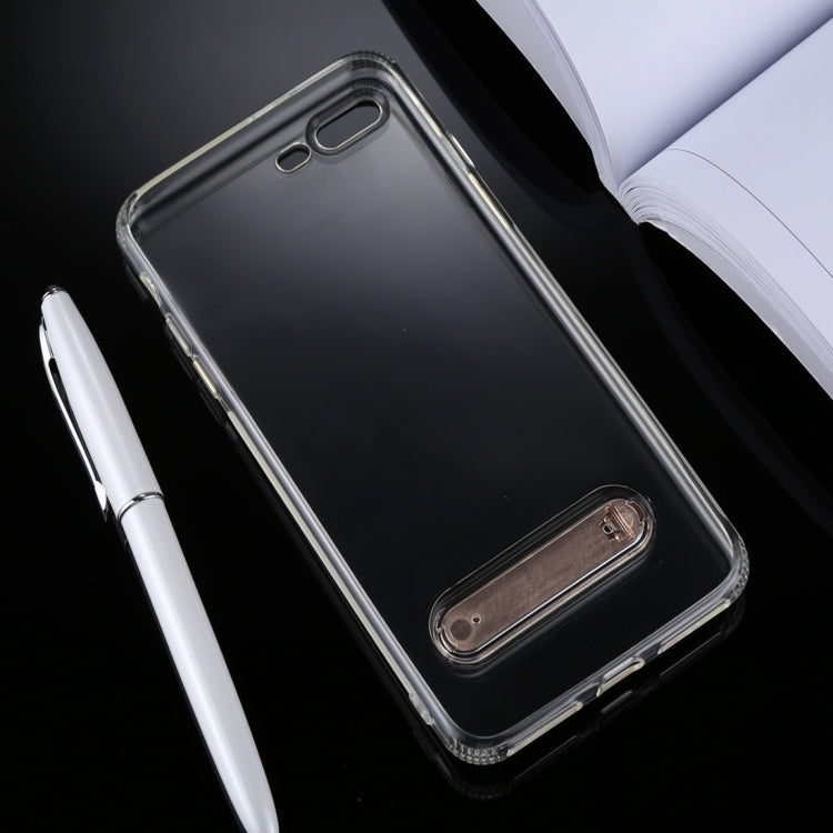 TOTUDESIGN for iPhone 8 Plus & 7 Plus TPU + PC Dropproof Transparent Protective Back Cover Case with Electroplating Magnetic Holder(Gold)