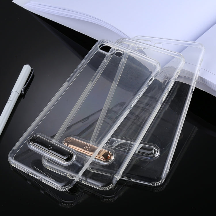 TOTUDESIGN for iPhone 8 Plus & 7 Plus TPU + PC Dropproof Transparent Protective Back Cover Case with Electroplating Magnetic Holder(Gold)