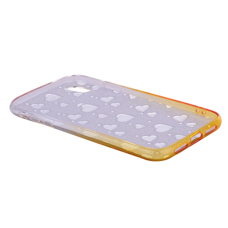 For iPhone XR Heart Pattern Diamond Texture TPU Protector Back Cover Case