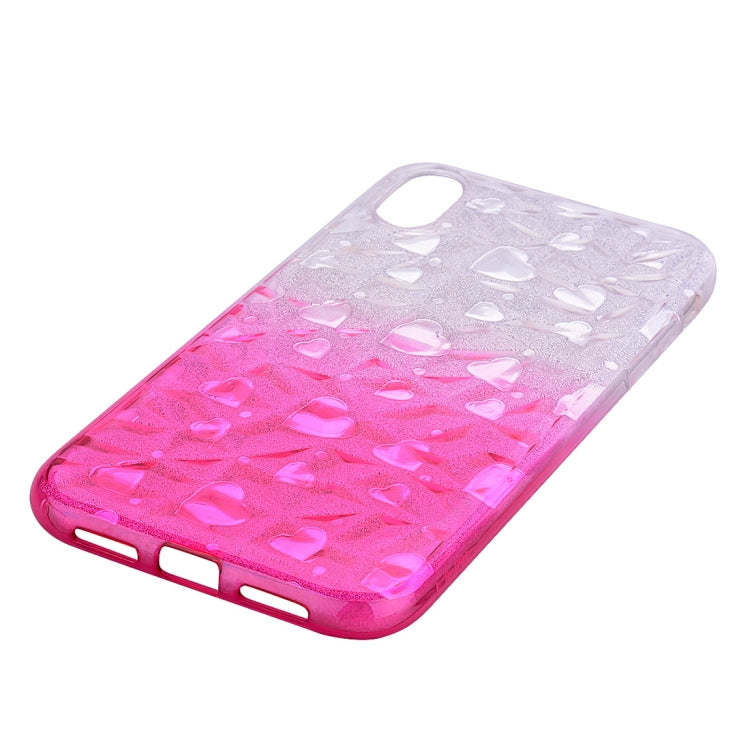 For iPhone XR Heart Pattern Diamond Texture TPU Protector Back Cover Case