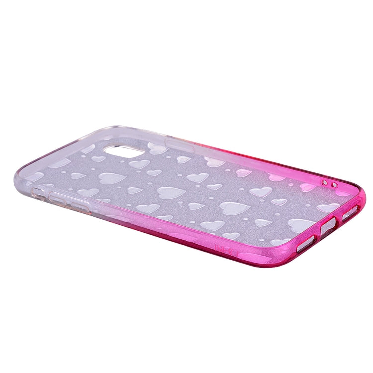 For iPhone XR Heart Pattern Diamond Texture TPU Protector Back Cover Case