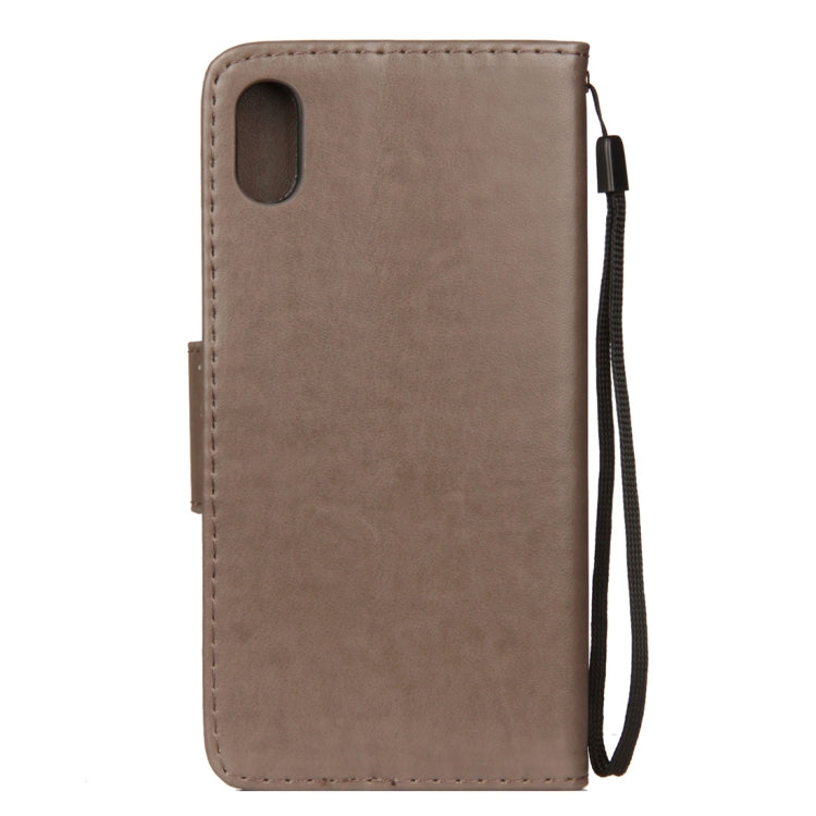 For iPhone XR Embossed Butterfly Pattern Horizontal Flip Leather Case with Card Slot & Holder & Wallet & Lanyard