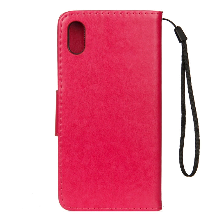 For iPhone XR Embossed Butterfly Pattern Horizontal Flip Leather Case with Card Slot & Holder & Wallet & Lanyard