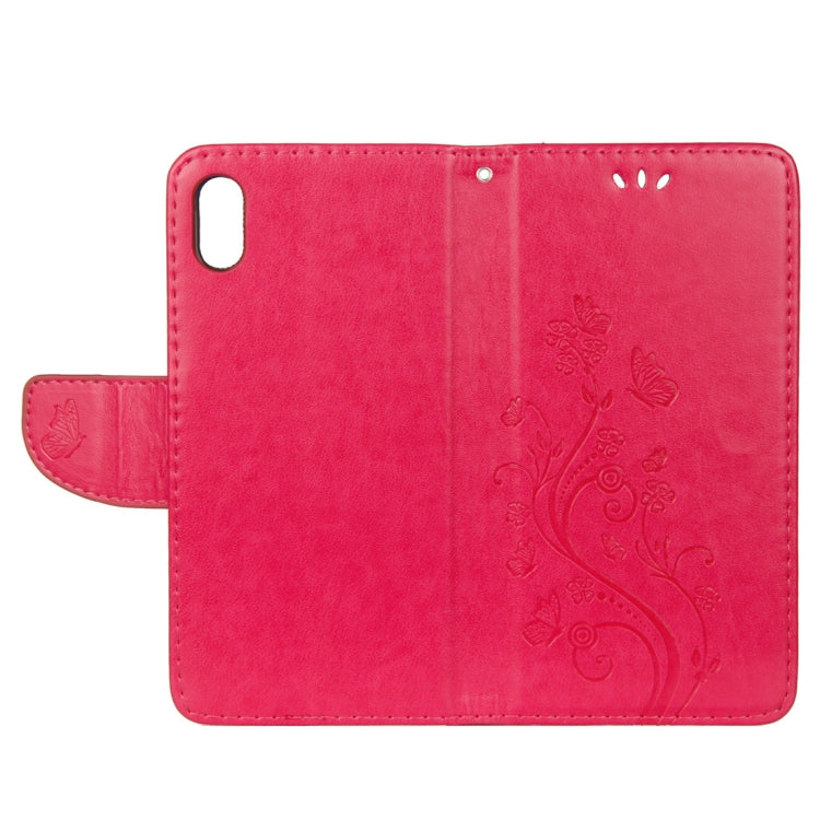 For iPhone XR Embossed Butterfly Pattern Horizontal Flip Leather Case with Card Slot & Holder & Wallet & Lanyard