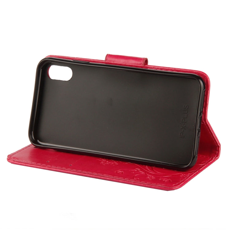 For iPhone XR Embossed Butterfly Pattern Horizontal Flip Leather Case with Card Slot & Holder & Wallet & Lanyard