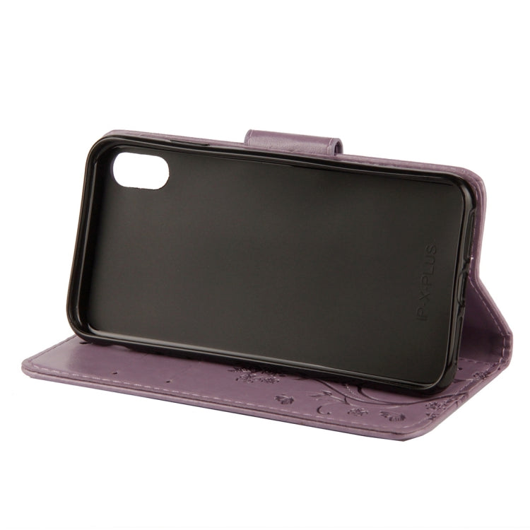 For iPhone XR Embossed Butterfly Pattern Horizontal Flip Leather Case with Card Slot & Holder & Wallet & Lanyard