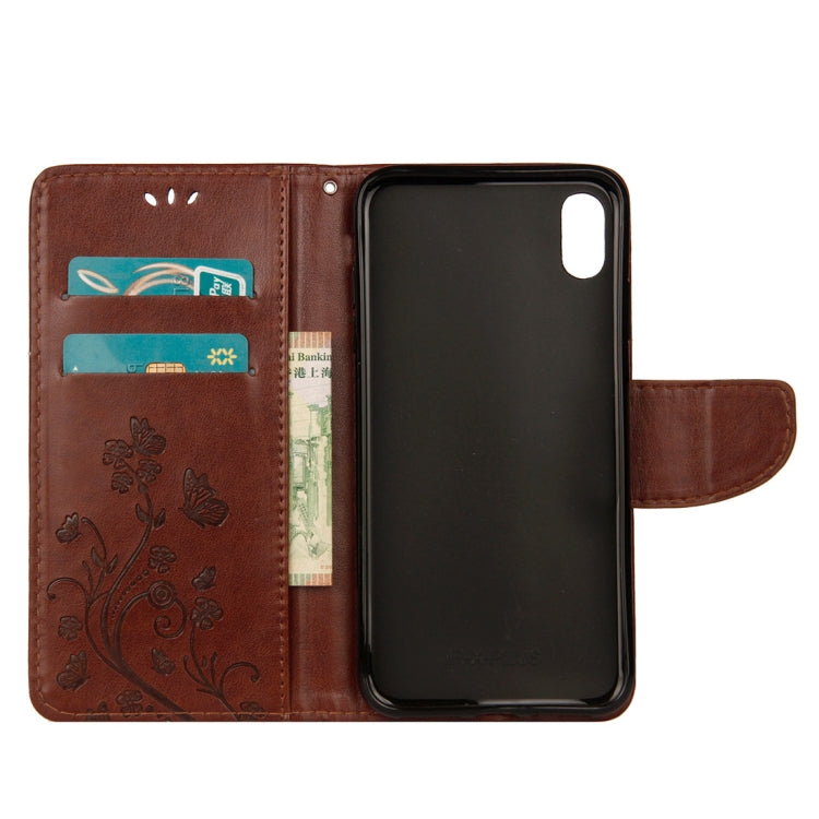For iPhone XR Embossed Butterfly Pattern Horizontal Flip Leather Case with Card Slot & Holder & Wallet & Lanyard