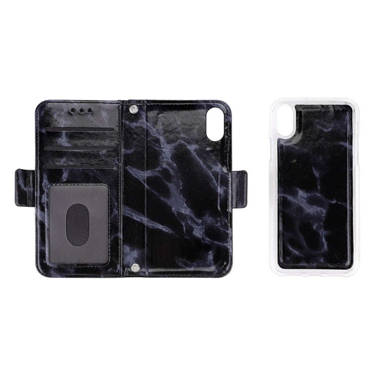 For iPhone X / XS Detachable Marble Pattern TPU+PU Leather Case with Card Slot & Wallet & Lanyard