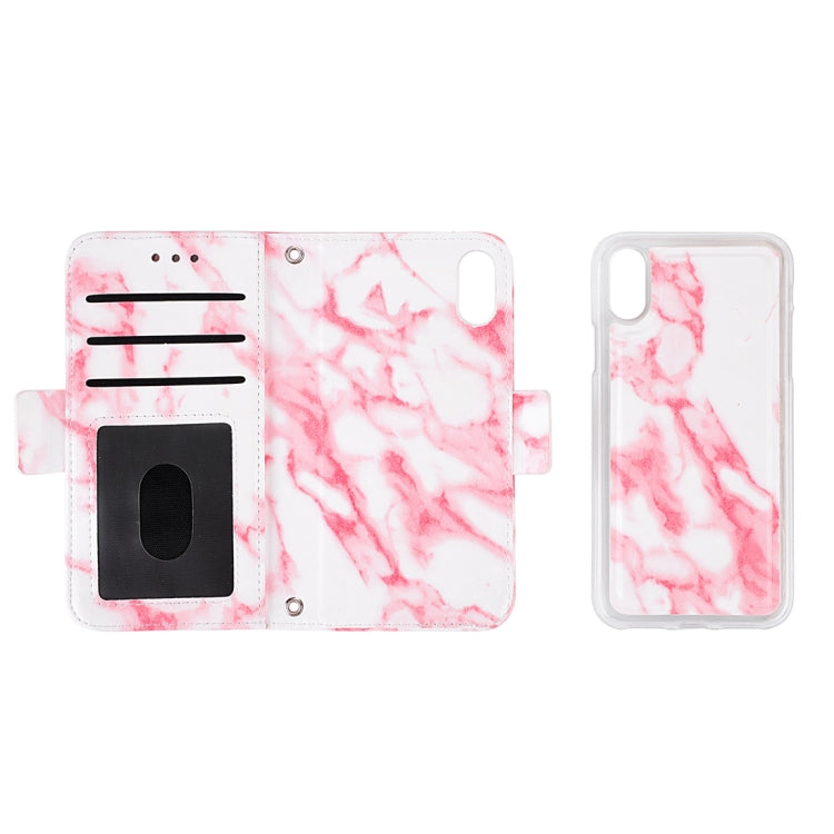 For iPhone XS Max Detachable Marble Pattern TPU+PU Leather Case with Card Slot & Wallet & Lanyard