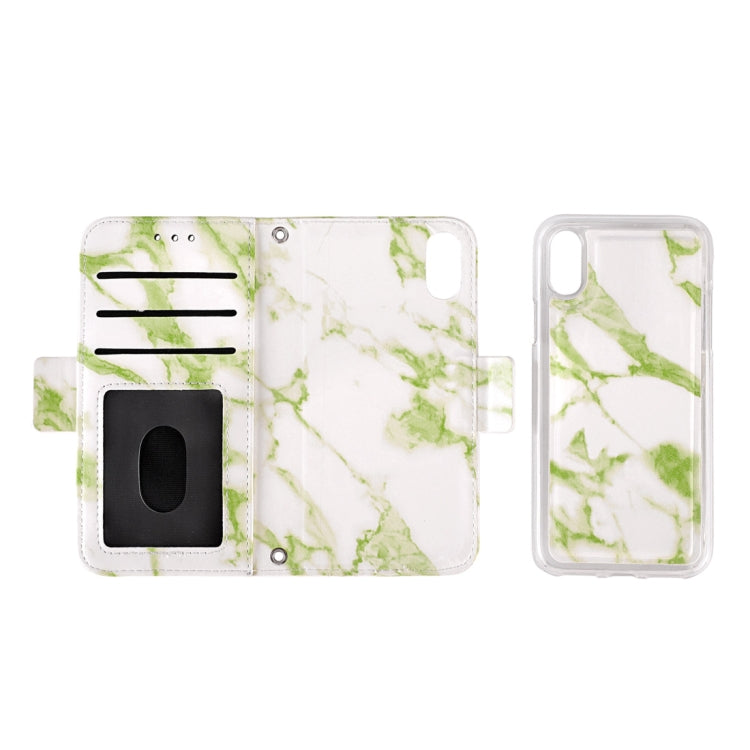 For iPhone XS Max Detachable Marble Pattern TPU+PU Leather Case with Card Slot & Wallet & Lanyard