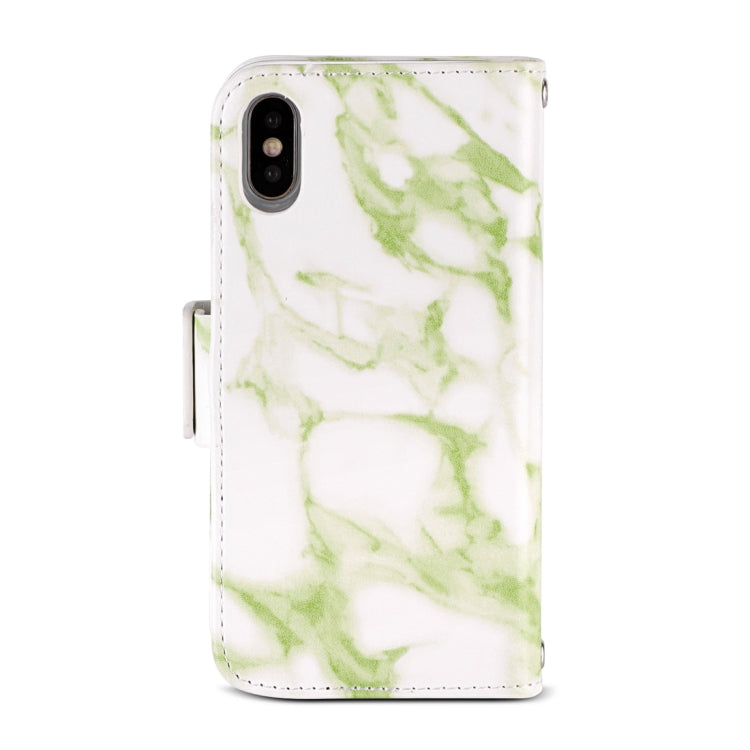 For iPhone XR Detachable Marble Pattern TPU+PU Leather Case with Card Slot & Wallet & Lanyard