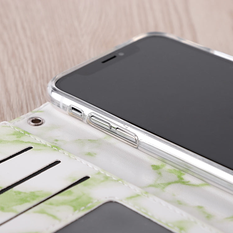 For iPhone XR Detachable Marble Pattern TPU+PU Leather Case with Card Slot & Wallet & Lanyard