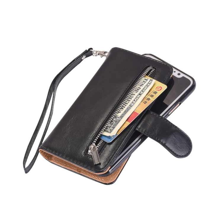 For iPhone X / XS 2 in 1 Zipper Pattern PU+ TPU Leather Case with Card Slot & Wallet & Photo Frame