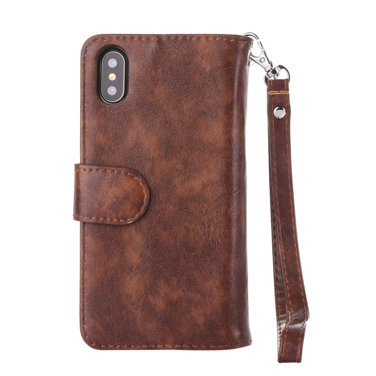 For iPhone X / XS 2 in 1 Zipper Pattern PU+ TPU Leather Case with Card Slot & Wallet & Photo Frame