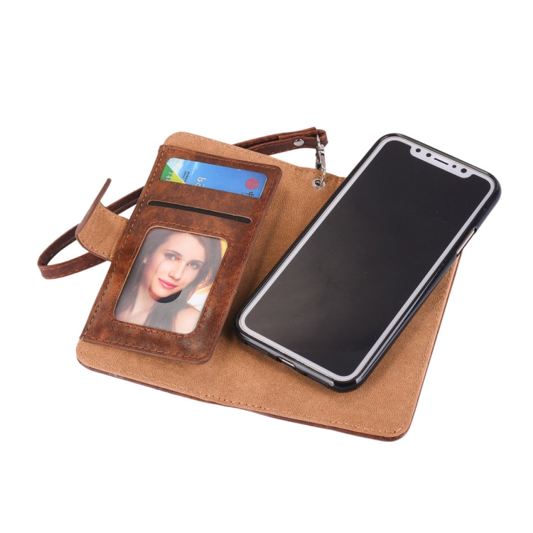 For iPhone X / XS 2 in 1 Zipper Pattern PU+ TPU Leather Case with Card Slot & Wallet & Photo Frame