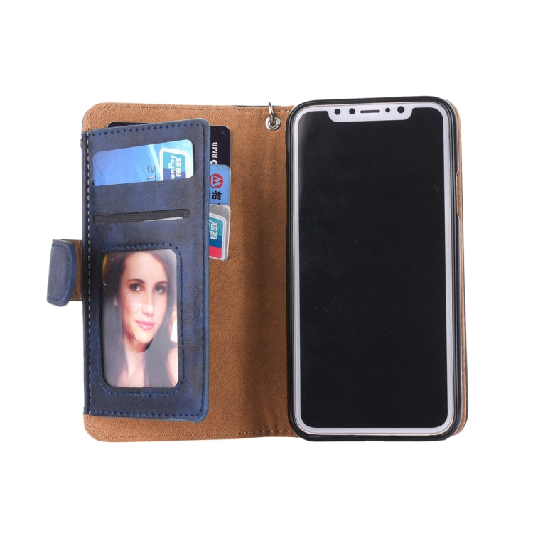 For iPhone X / XS 2 in 1 Zipper Pattern PU+ TPU Leather Case with Card Slot & Wallet & Photo Frame