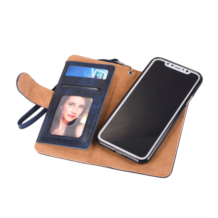 For iPhone X / XS 2 in 1 Zipper Pattern PU+ TPU Leather Case with Card Slot & Wallet & Photo Frame