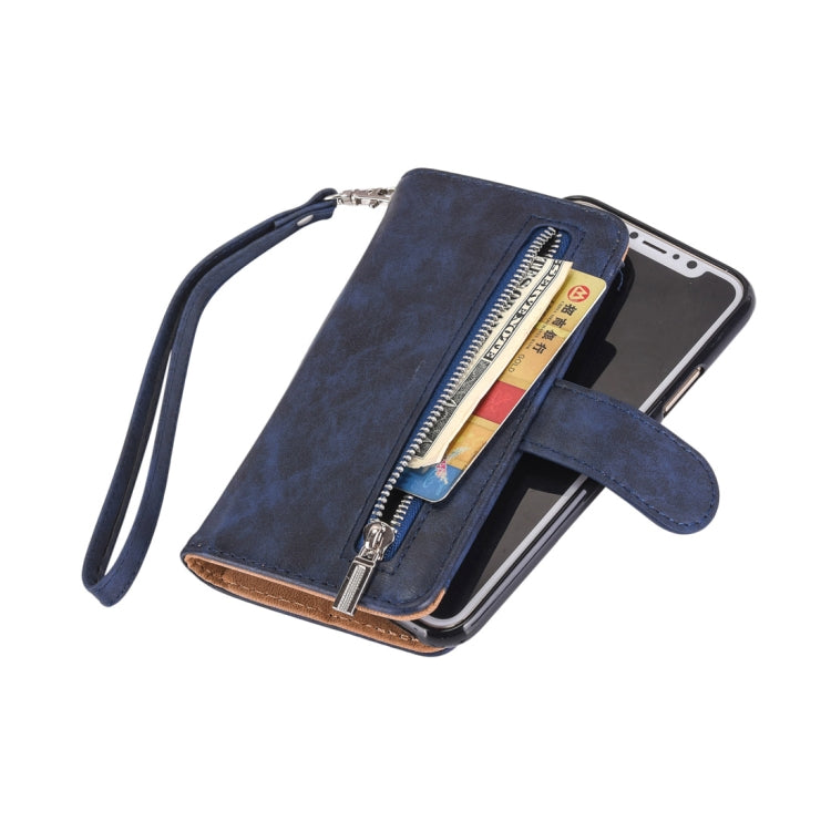 For iPhone X / XS 2 in 1 Zipper Pattern PU+ TPU Leather Case with Card Slot & Wallet & Photo Frame