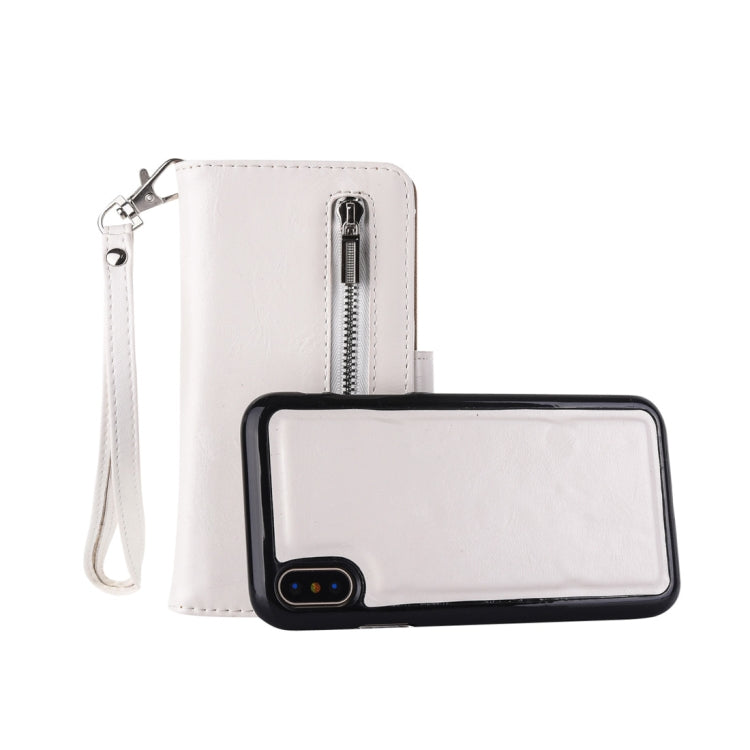 For iPhone X / XS 2 in 1 Zipper Pattern PU+ TPU Leather Case with Card Slot & Wallet & Photo Frame