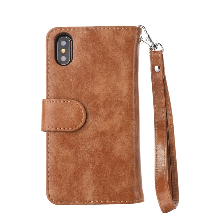 For iPhone X / XS 2 in 1 Zipper Pattern PU+ TPU Leather Case with Card Slot & Wallet & Photo Frame