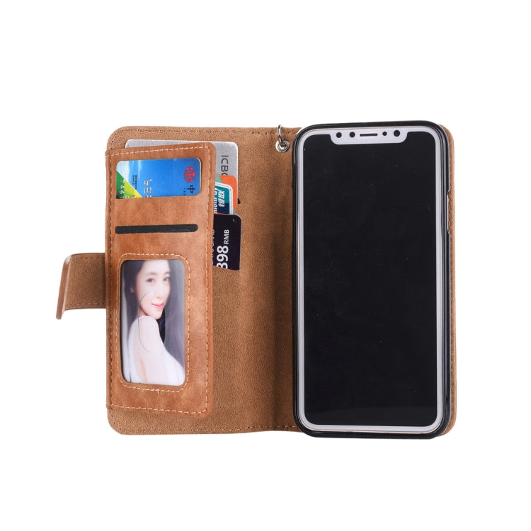 For iPhone X / XS 2 in 1 Zipper Pattern PU+ TPU Leather Case with Card Slot & Wallet & Photo Frame