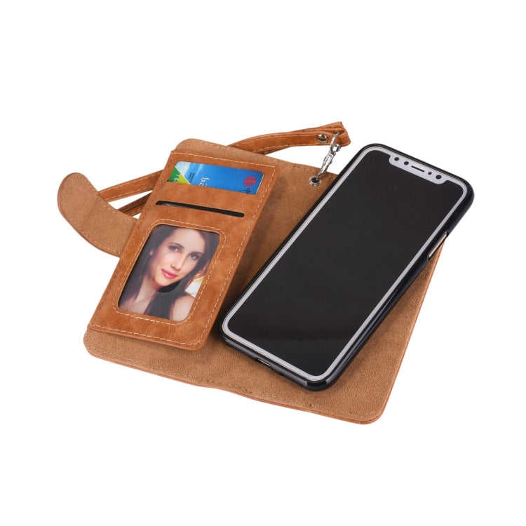 For iPhone X / XS 2 in 1 Zipper Pattern PU+ TPU Leather Case with Card Slot & Wallet & Photo Frame