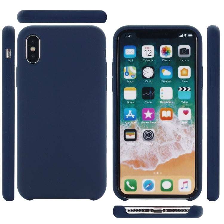 For iPhone X / XS Four Corners Full Coverage Liquid Silicone Protective Case Back Cover